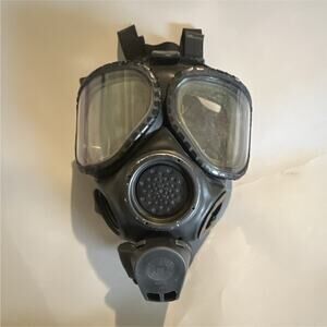 MSA C1 Full Face Respirator Gas Mask w/ Dual Lenses & Head Harness